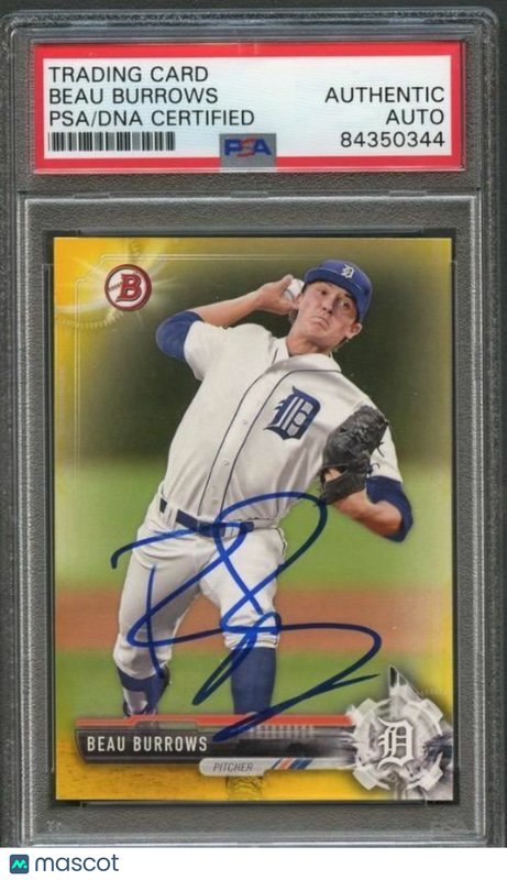 2017 Bowman Yellow #BP9 Beau Burrows Signed Card PSA Slabbed Auto Tigers