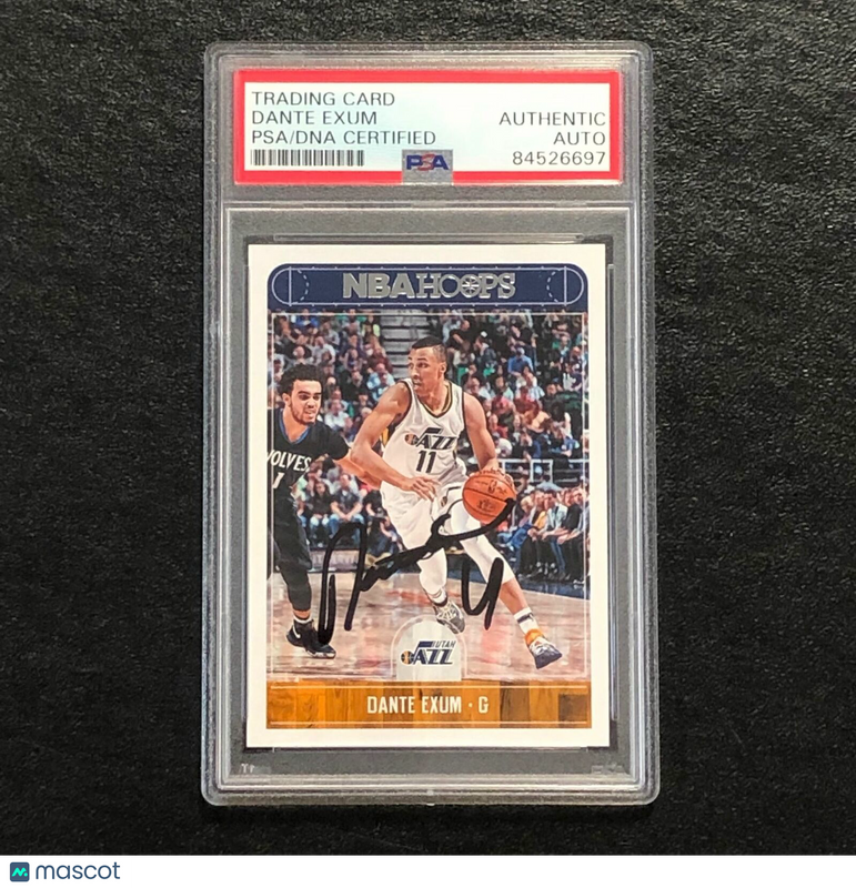 2017-18 NBA Hoops #85 Dante Exum Signed Card AUTO PSA Slabbed Jazz