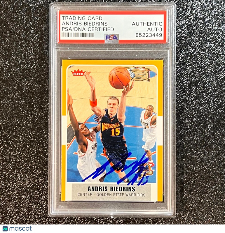 2007-08 Fleer #151 Andris Biedrins Signed Card AUTO PSA Slabbed Warriors