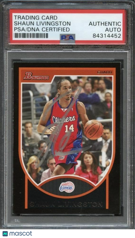 2007-08 Bowman #58 Shaun Livingston Signed Card AUTO PSA Slabbed Clippers