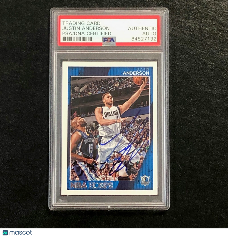 2016-17 NBA Hoops #81 Justin Anderson Signed Card AUTO PSA Slabbed Mavericks