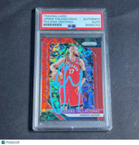 2018-19 Panini Prizm Cracked Red Ice #93 Jonas Valanciunas Signed Card AUTO PSA