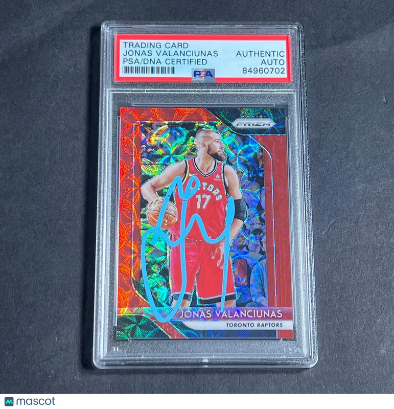 2018-19 Panini Prizm Cracked Red Ice #93 Jonas Valanciunas Signed Card AUTO PSA