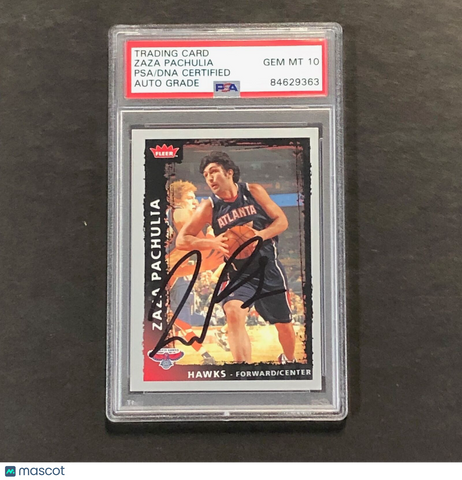 2008-09 Fleer #50 Zaza Pachulia Signed Card AUTO 10 PSA Slabbed Hawks
