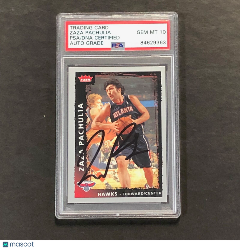 2008-09 Fleer #50 Zaza Pachulia Signed Card AUTO 10 PSA Slabbed Hawks