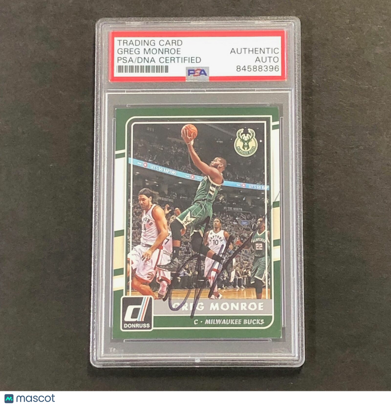2015-16 Donruss Basketball #186 Greg Monroe Signed Card AUTO PSA Slabbed Bucks