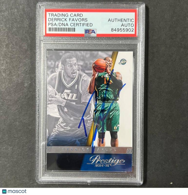 2014-15 Panini Prestige #98 Derrick Favors Signed Card AUTO PSA Slabbed Jazz