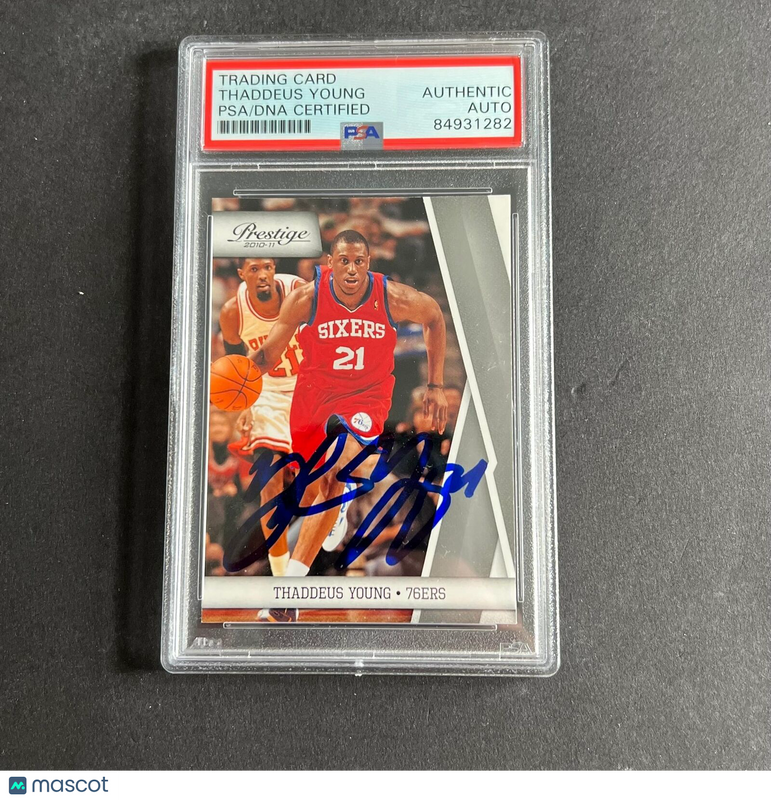 2010-11 Panini Prestige #92 Thaddeus Young Signed Card AUTO PSA Slabbed 76ers