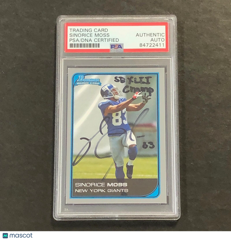 2006 Topps Bowman Football #155 Sinorice Moss Signed Card PSA Slabbed Auto Giant