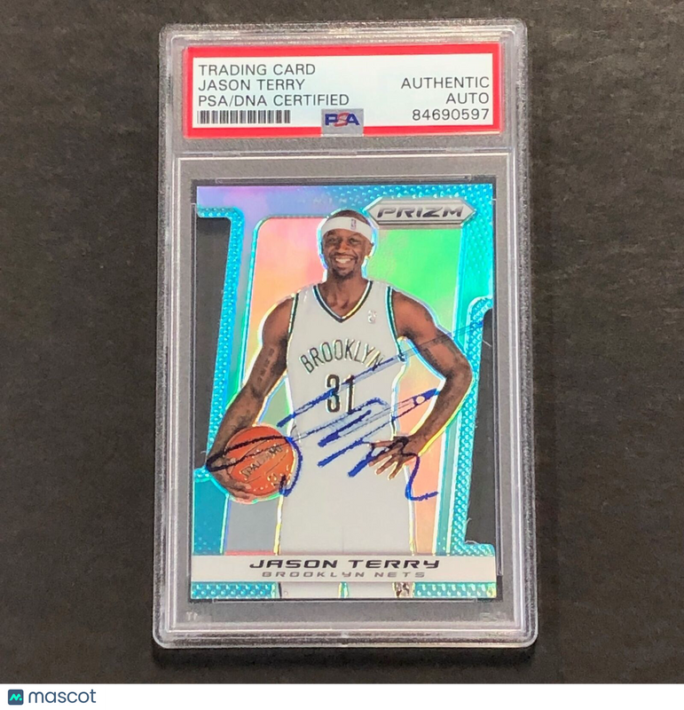 2013-14 Panini Prizm #118 Jason Terry Signed Card AUTO PSA Slabbed Nets