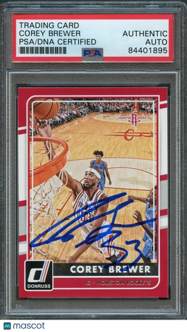 2015-16 Donruss #103 Corey Brewer Signed Card AUTO PSA Slabbed Rockets