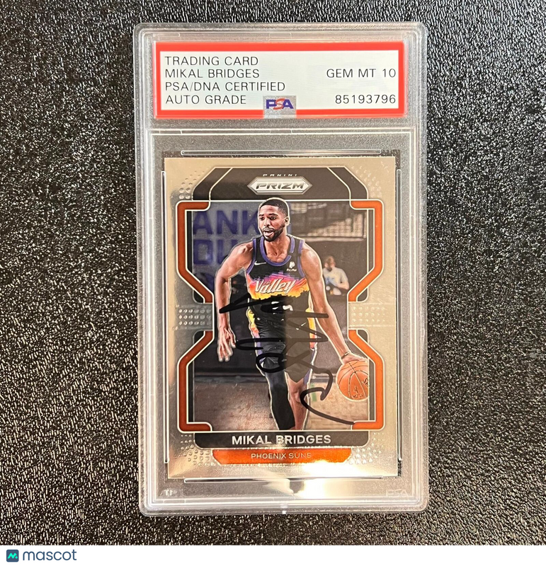 2021-22 Panini Prizm #27 Mikal Bridges Signed Card AUTO 10 PSA Slabbed Suns