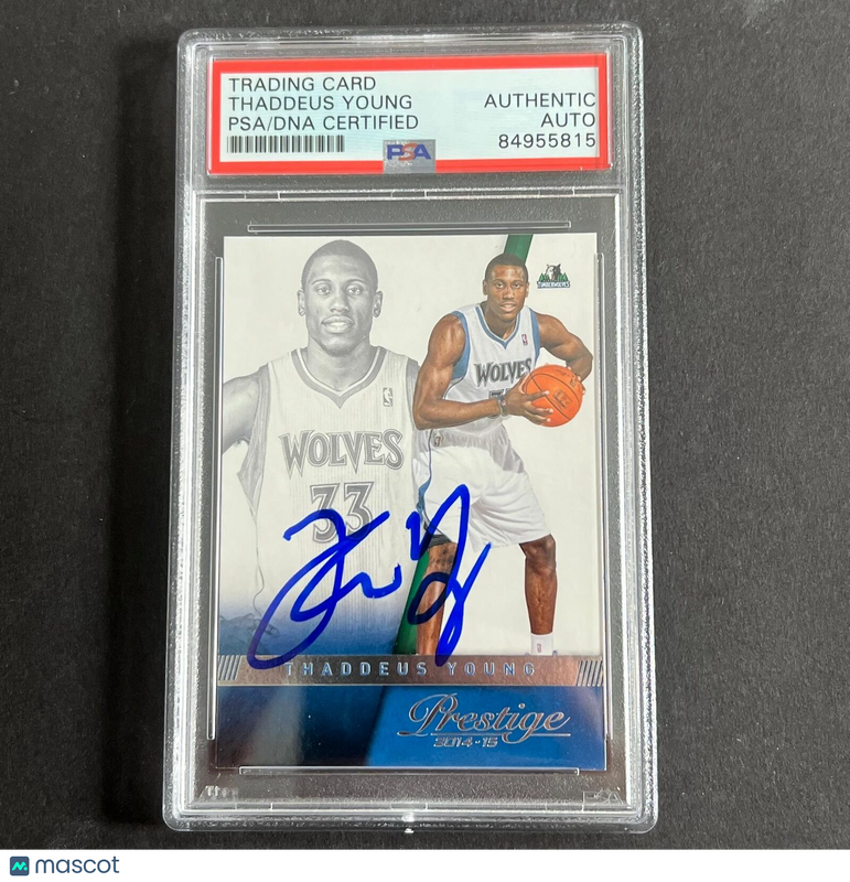 2014-15 Panini Prestige #151 Thaddeus Young  Signed Card Auto PSA Slabbed Timberwolves