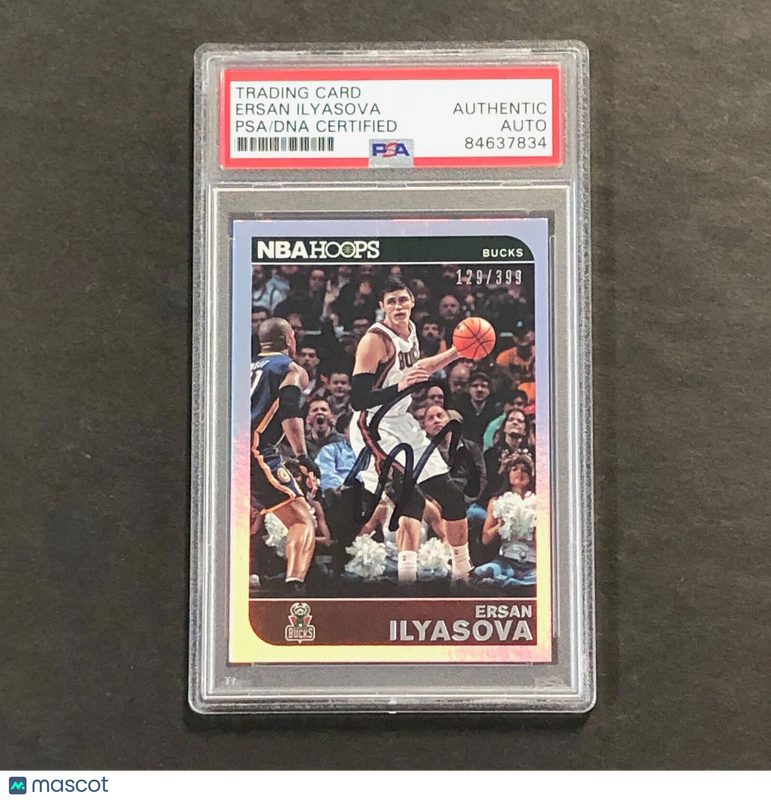 2014-15 NBA Hoops #198 129/399 Ersan Ilyasova Signed Card AUTO PSA Slabbed Bucks