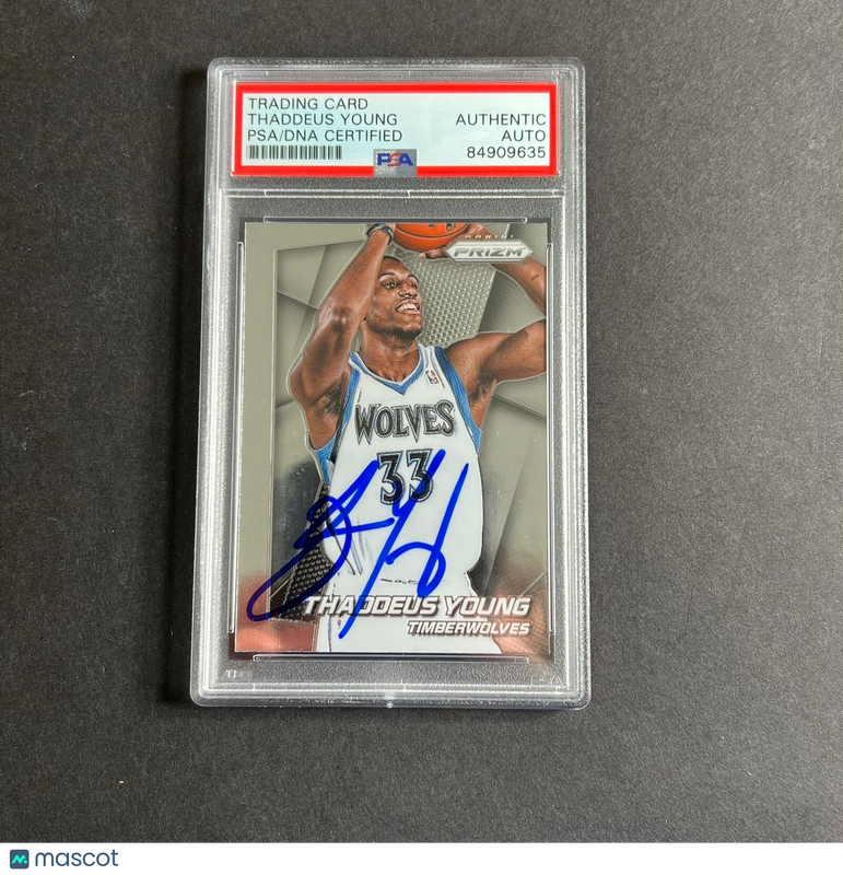 2014-15 Panini Prizm #14 Thaddeus Young Signed Card AUTO PSA/DNA Slabbed Timberw