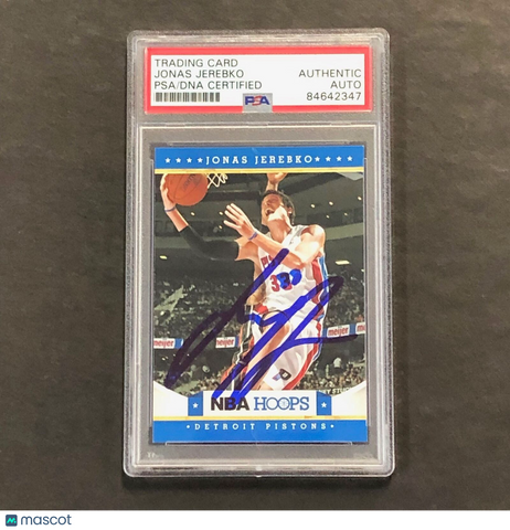 2012-13 NBA Hoops #91 Jonas Jerebko Signed Card AUTO PSA Slabbed Pistons