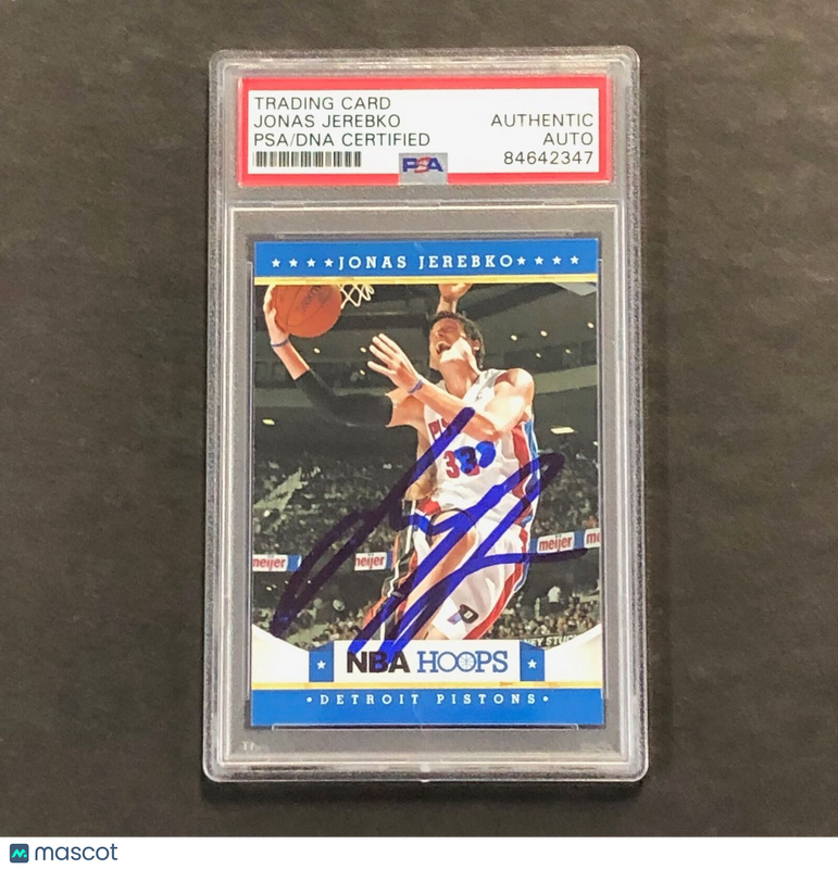 2012-13 NBA Hoops #91 Jonas Jerebko Signed Card AUTO PSA Slabbed Pistons