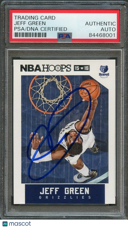 2015-16 NBA Hoops #63 Jeff Green Signed Card AUTO PSA/DNA Slabbed Grizzlies