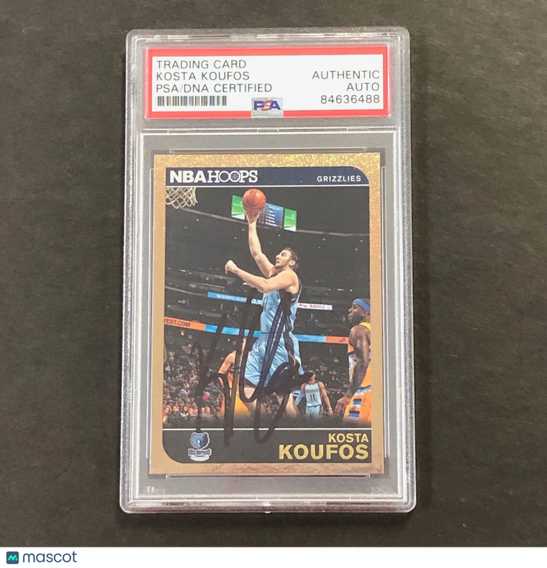 2014-15 NBA Hoops #107 Kosta Koufos signed Card Auto PSA Slabbed Grizzlies