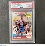 1988-89 NBA Hoops #71 Chucky Brown Signed Card AUTO PSA Slabbed RC Cavaliers