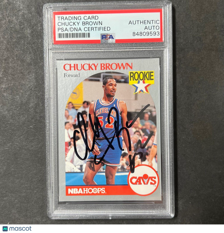 1988-89 NBA Hoops #71 Chucky Brown Signed Card AUTO PSA Slabbed RC Cavaliers