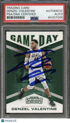 2016 Panini Contenders Draft Picks #12 Denzel Valentine Signed Card AUTO PSA Sla