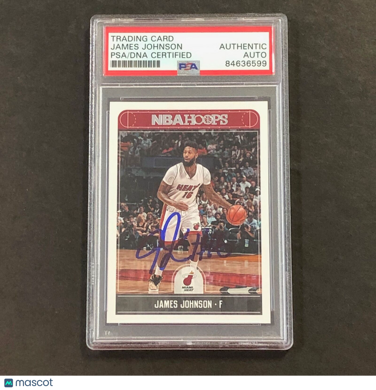 2017-18 NBA Hoops #69 James Johnson Signed Card AUTO PSA/DNA Slabbed Heat