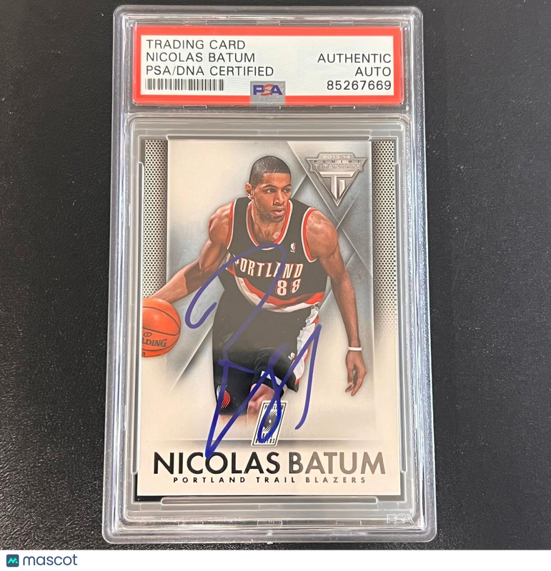 2013-14 Panini Titanium #56 Nicolas Batum Signed Card AUTO PSA Slabbed Blazers