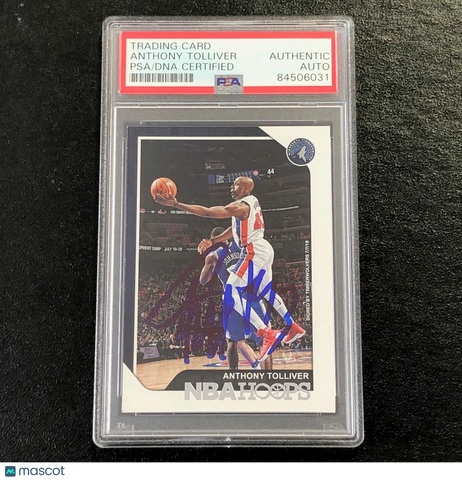 2018-19 NBA Hoops #104 Anthony Tolliver Signed Card AUTO PSA Slabbed Timberwolve
