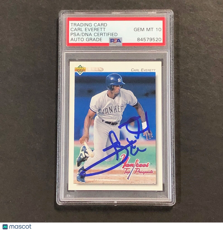 1992 Upper Deck Baseball #155 Carl Everett Signed Card AUTO 10 PSA Slabbed