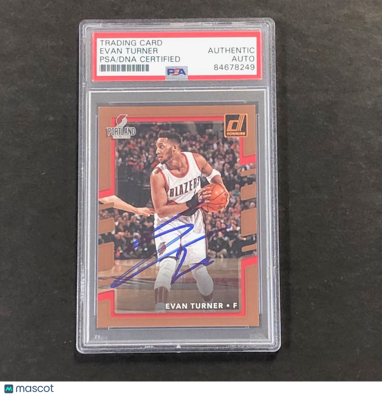 2017-18 Donruss #124 Evan Turner Signed Card AUTO PSA Slabbed Trailblazers