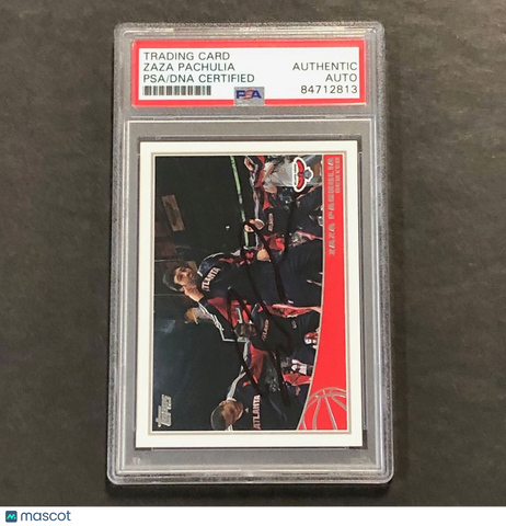 2009-10 Topps #7 Zaza Pachulia Signed Card AUTO PSA Slabbed Hawks