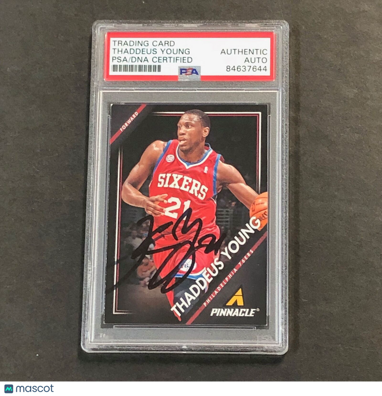 2013-14 Panini Pinnacle #186 Thaddeus Young Signed Card AUTO PSA Slabbed 76ers