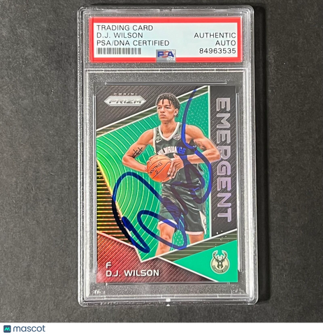 2017-18 Prizm #EM-DJW D.J. Wilson Signed Card AUTO PSA/DNA Slabbed Bucks