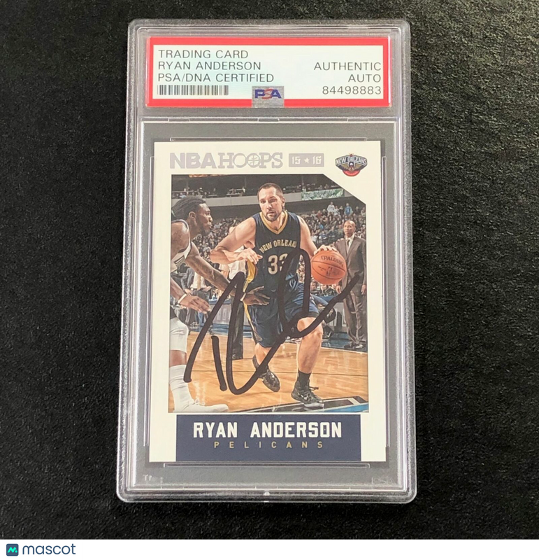 2015-16 NBA Hoops #158 Ryan Anderson Signed Card AUTO PSA Slabbed Pelicans
