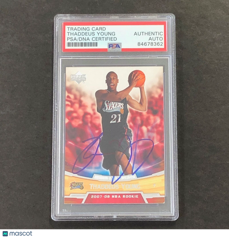 2007-08 Upper Deck NBA Rookie #30 Thaddeus Young Signed Card PSA Slabbed RC