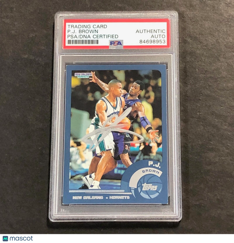 2002-03 TOPPS BASKETBALL #132 PJ BROWN Signed AUTO PSA Slabbed Hornets