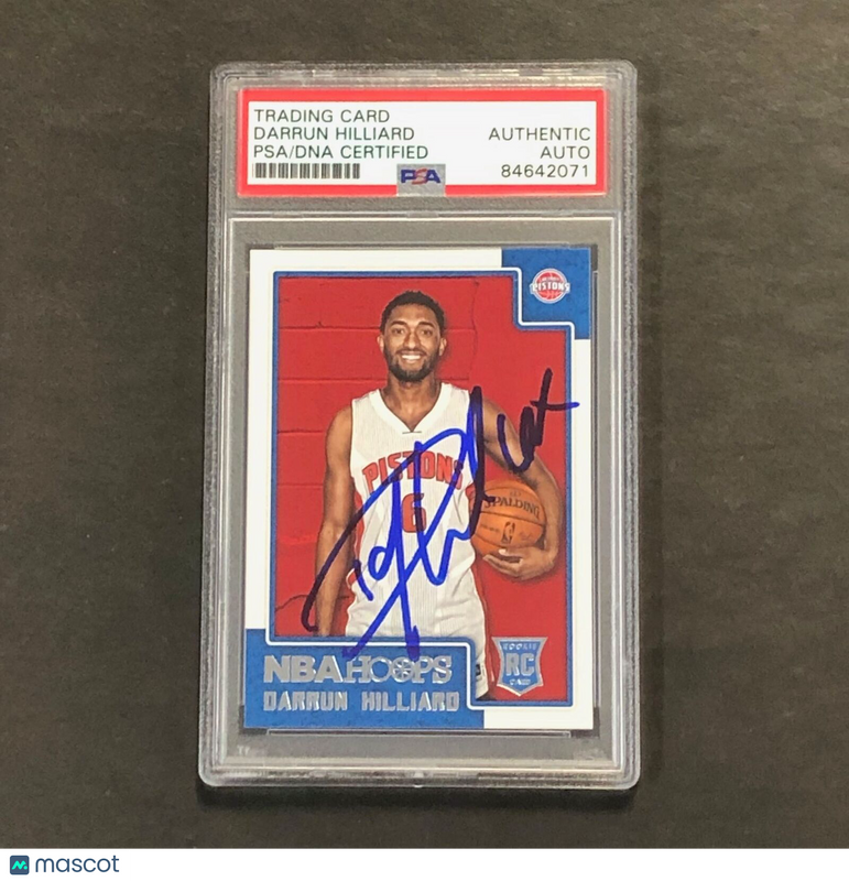 2015-16 NBA Hoops #297 Darrun Hilliard Signed Card AUTO PSA Slabbed RC Pistons