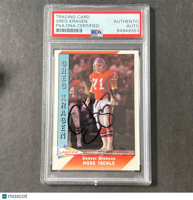 1990 NFL Pacific #120 Greg Kragen Signed Card AUTO PSA Slabbed Broncos