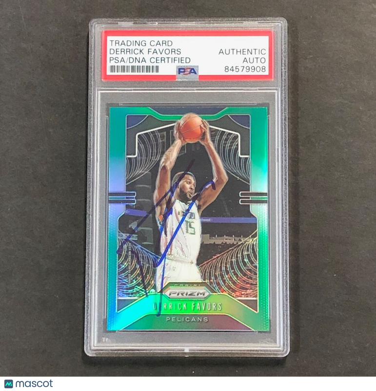 2019-20 Panini Prizm Green #169 DERRICK FAVORS Signed Card AUTO PSA Slabbed Peli