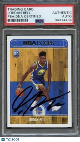 2017 Panini NBA Hoops #288 Jordan Bell Signed Card AUTO PSA Slabbed Warriors RC