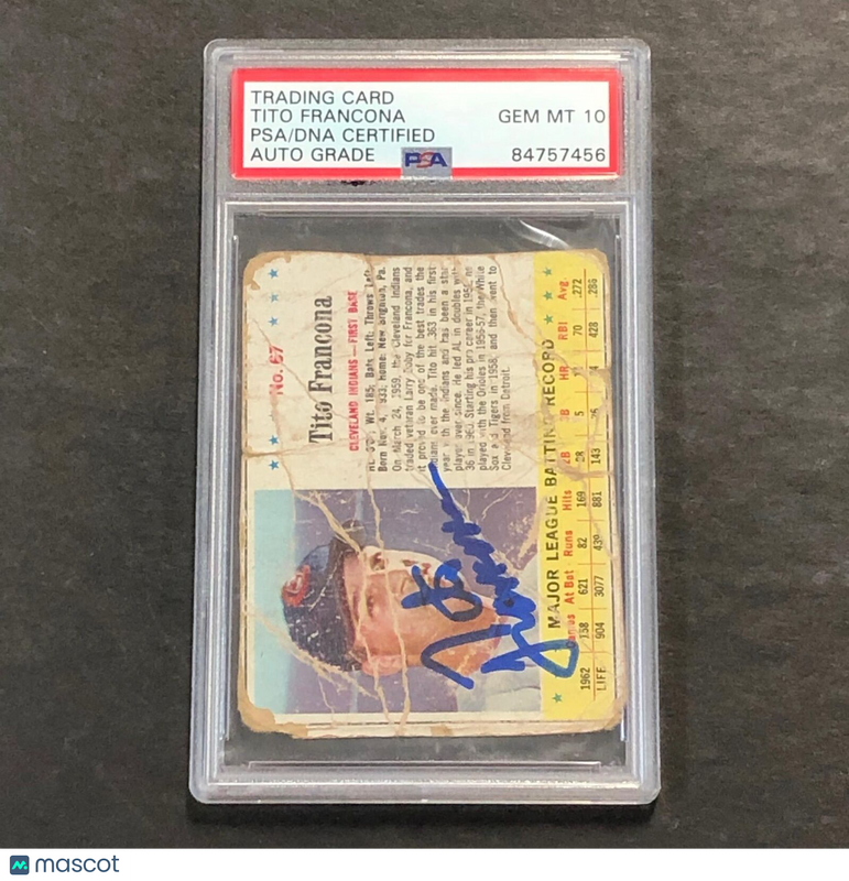 1962 Topps Baseball #67 TITO FRANCONA Signed Card PSA Slabbed Auto 10 Orioles