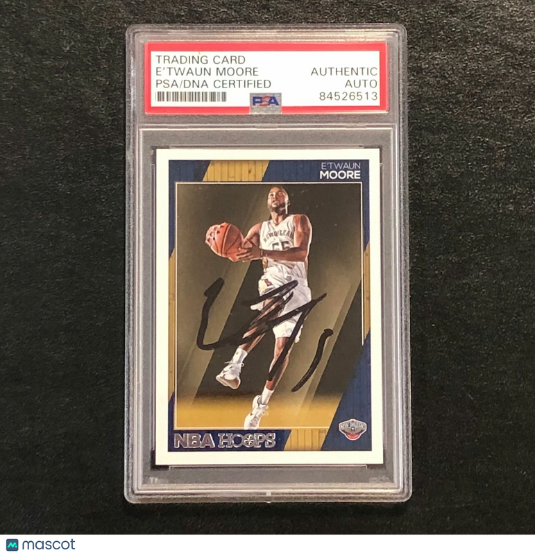2016-17 NBA Hoops #168 E'Twaun Moore Signed Card AUTO PSA Slabbed Pelicans
