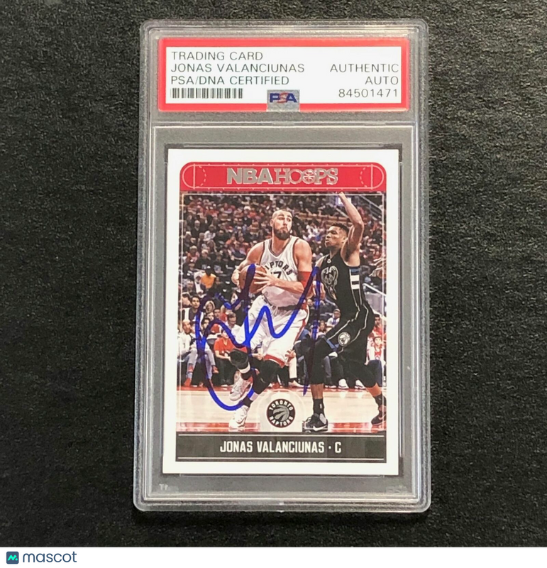 2017-18 NBA Hoops #177 Jonas Valanciunas Signed Card AUTO PSA Slabbed Toronto Ra