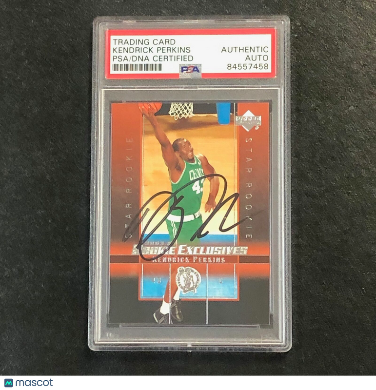 2003-04 Upper Deck Exclusives #22 Kendrick Perkins  Signed Card Auto PSA Slabbed Celtics