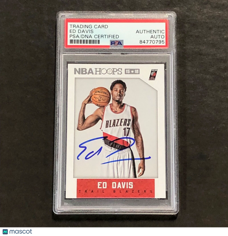2015-16 NBA Hoops #219 Ed Davis Signed Card AUTO PSA Slabbed Trail Blazers