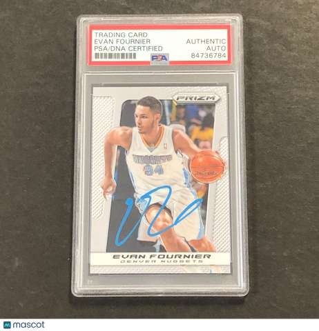 2013-14 Panini Prizm #115 Evan Fournier Signed Card AUTO PSA Slabbed Nuggets