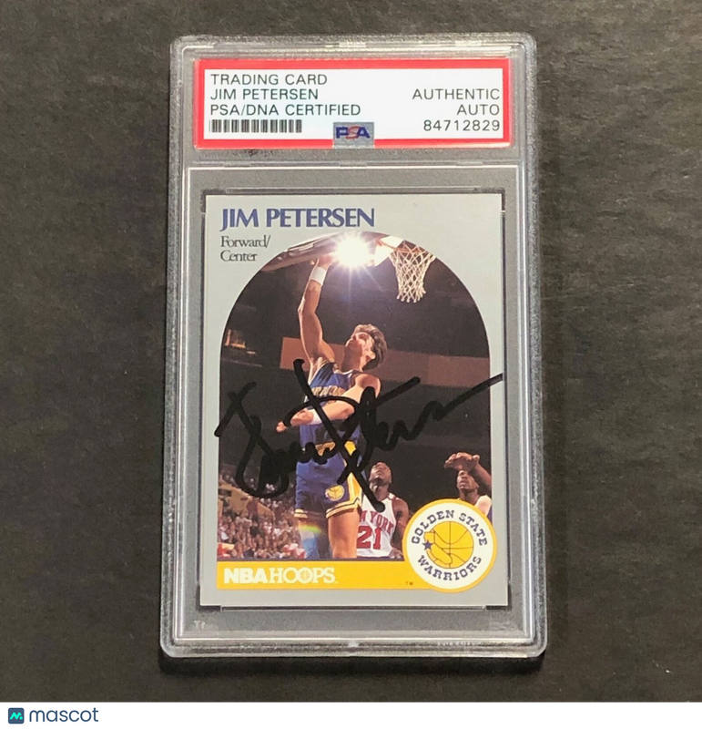 1989-90 NBA Hoops #117 Jim Petersen Signed Card PSA Slabbed Warriors