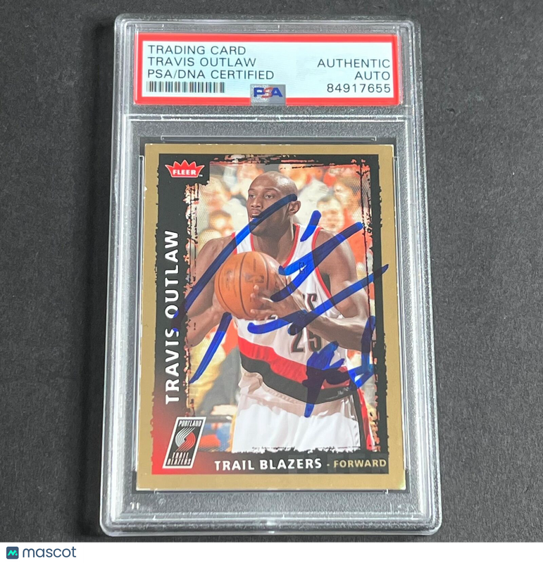 2008-09 Fleer #164 Travis Outlaw Signed Card AUTO PSA Slabbed Portland Trail Bla