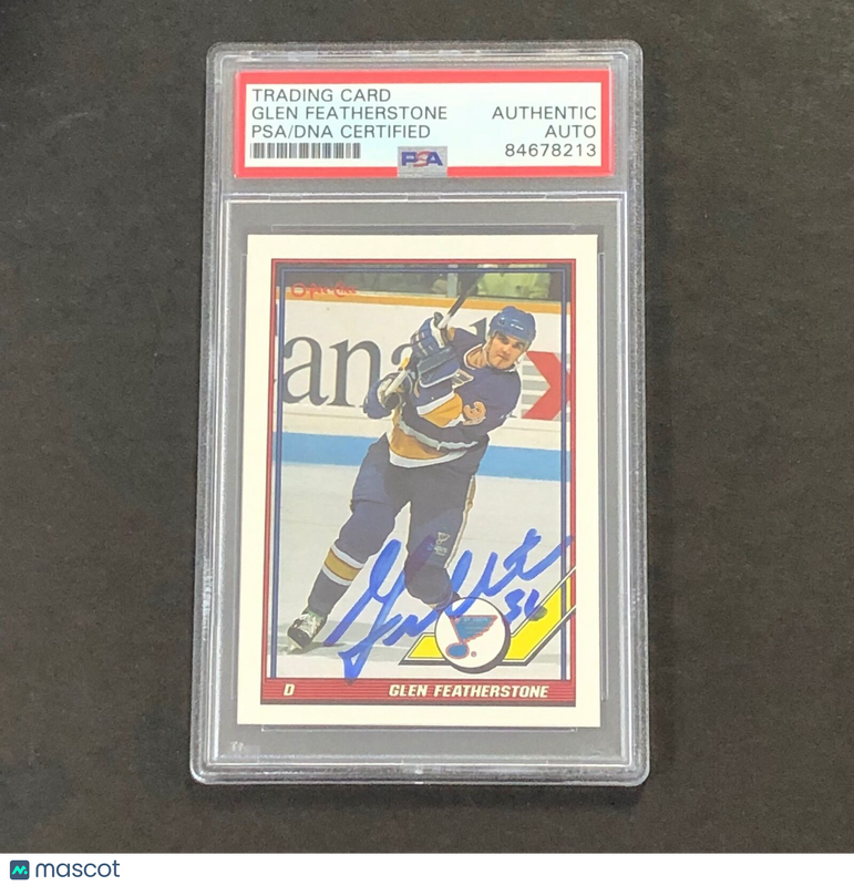 1991 O-Pee-Chee #436 Glen Featherstone Signed Card PSA slabbed Blues